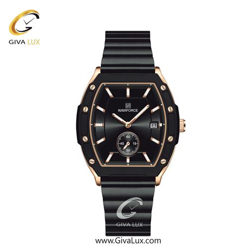 ساعت مچی اورجینال زنانه ناوی فورس|Naviforce|نوی فورس|نیوی فورس دو موتوره زیر ثانیه رزگلد-مشکی | مشکی| مشکی| کد رفرنس NF8068 RG/B